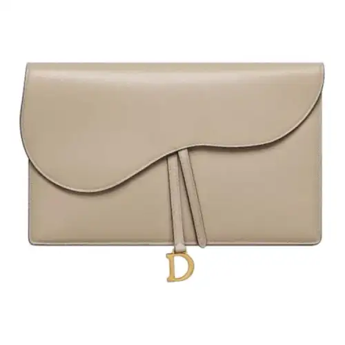 DIOR Saddle Goatskin Clutch Women's Sand