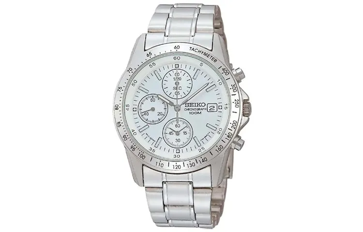 SEIKO Analog Quartz Movement Stainless Steel Strap Watch Men's Watches White Dial