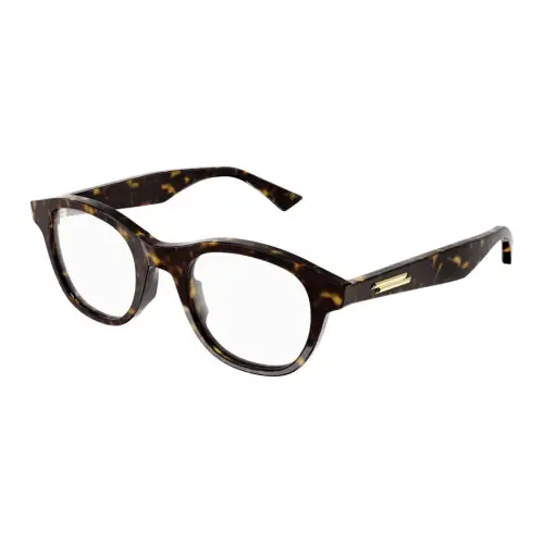 Bottega Veneta Brand Logo Acetate Round Eyeglass Frames Unisex Tortoiseshell