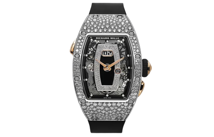 RICHARD MILLE Richard Mille Women's Series Automatic Mechanical Movement Richard Mille Women's Watch Swiss Watch 52.63*34.4mm 52.63*34.4mm Skeleton Dial K Gold 18K White Gold Case Rubber Strap