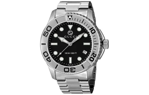 GUCCI Wrist Watches Quartz Movement Stainless Steel Strap 45mm Black Dial Men's Watches ['100', 301050]m Waterproof