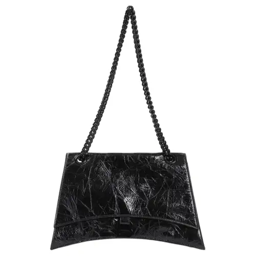 Balenciaga Crush Calfskin Chain Shoulder Bag Women's Black