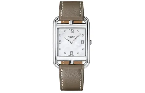 HERMES Wrist Watches Quartz Movement Leather Strap 29mm Silver Dial Women's Watch 30m Water Resistant