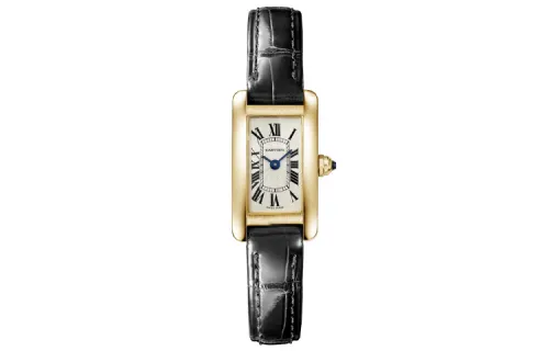 CARTIER TANK DE Quartz Movement 30m Waterproof Women's Watch 27*15.2mm White Dial 18K Gold Watch Case