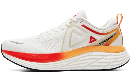 Peak, Extremely Thousand Miles, China Glory Color Color, Star Loch Cloth Upper, Safety Cabin Structural Design, Wide Last Thick Bottom, Shock Absorption, Non-Slip, Wear Resistance, Impact Resistance, Low Top Training Running Shoes, Men's Ultra Light White Red