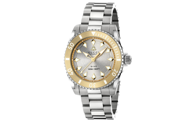 Мужские часы Gucci Dive Automatic (серебряные)