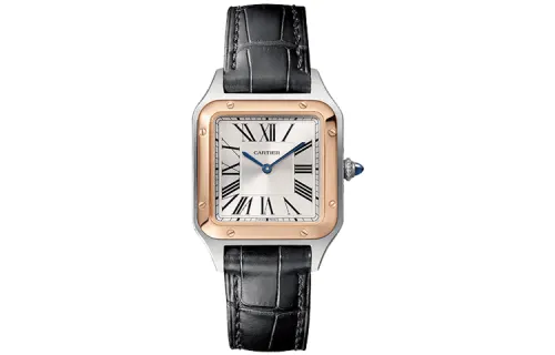 Cartier, quartz waterproof dial for men and women stainless steel, golden gold watch, case, watch strap, quartz mechanism, 30meter, 38mm, 27.5mm, 18 carat, pink gold, genuine leather, crocodile