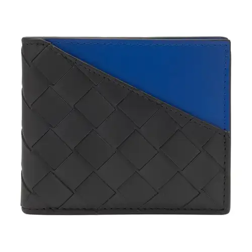 Bottega Veneta Leather Wallet Men's Blue & Black