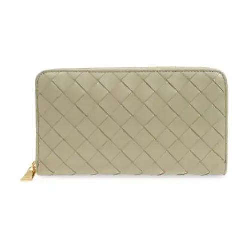 Bottega Veneta Leather Wallet Women's Khaki