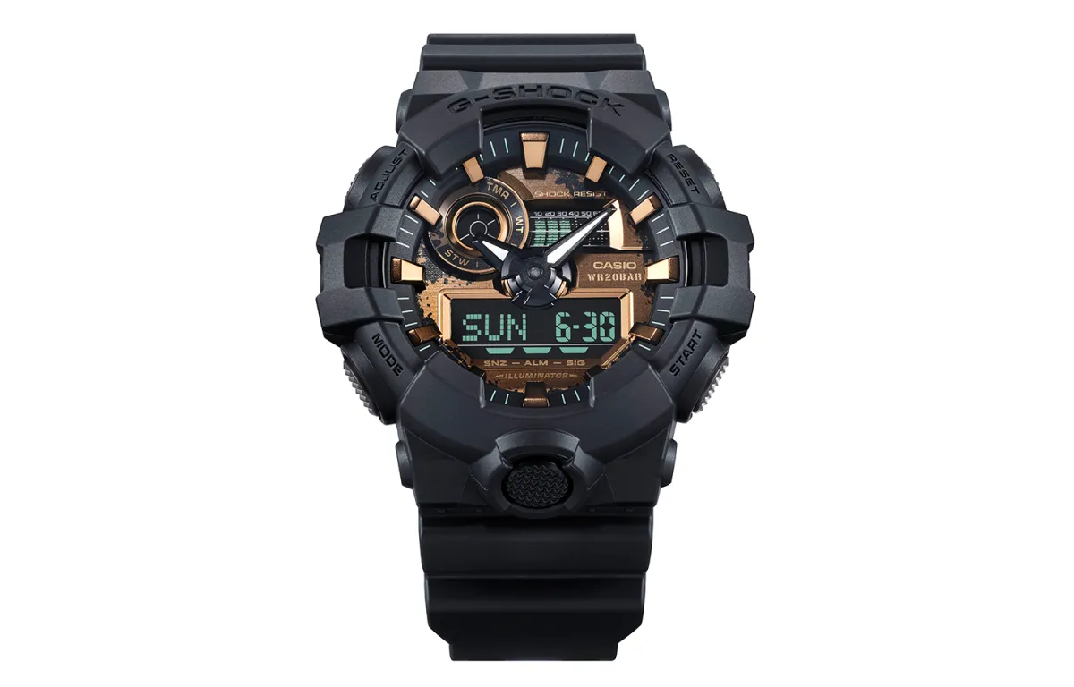 CASIO Men Liquid Crystal/Analog Dual Display Series Black Watch GA-700RC-1APR