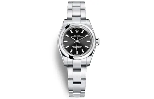 ROLEX Oyster Perpetual Automatic Mechanical Movement 100m Waterproof Women's Watch 26mm Black Dial