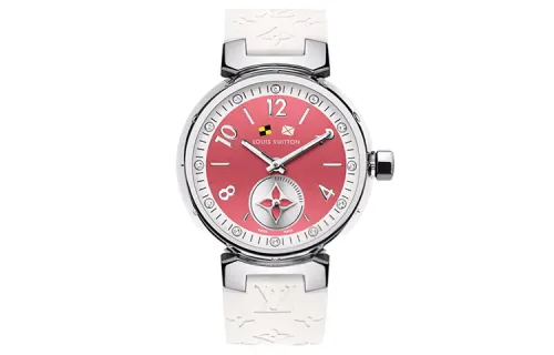 LOUIS VUITTON Wrist Watches Quartz Movement Rubber Strap 28mm Pink Watch Dial Women's Watch ['100', 301050]m Waterproof