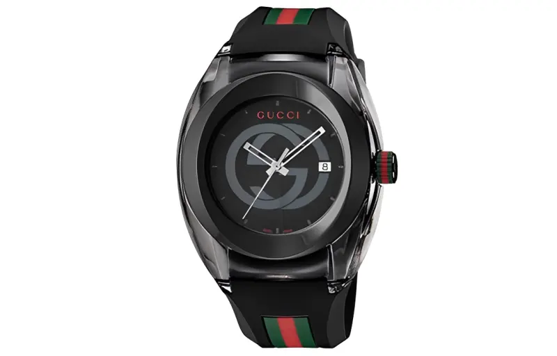 GUCCI Wrist Watches Quartz Movement Rubber Strap 45mm Black Dial Unisex Water Resistant For Everyday Use