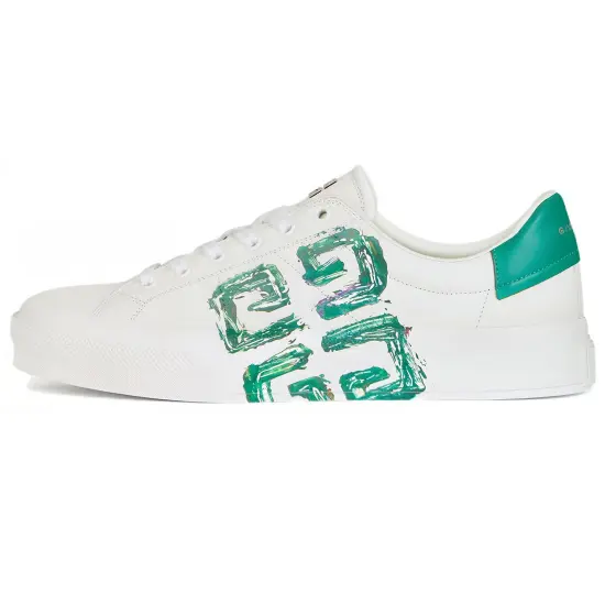 GIVENCHY Low Top Stylish Skateboarding Shoes Men's White Green