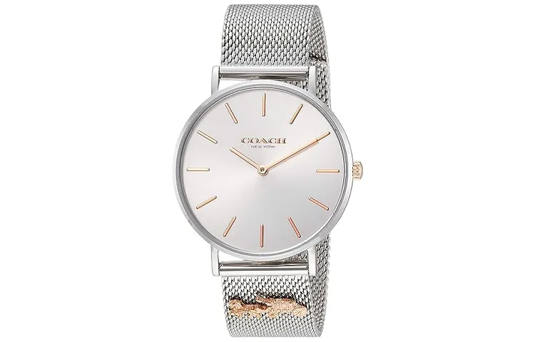 COACH Perry Wrist Watches Quartz Movement Stainless Steel Strap 36mm Silver Dial Women's Watch