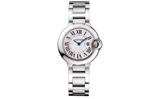 CARTIER Blue Balloon Collection Quartz Movement Women's Watch 28mm Silver Dial Stainless Steel Watchband