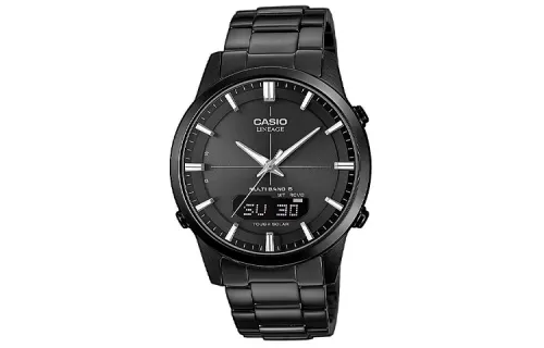 CASIO Casio, waterproof quartz watch strap solar-powered stainless steel, men's watch, black dial, 50meter, quartz mechanism, Japanese and Korean