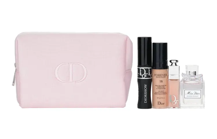 DIOR Makeup primer, perfume sample, set, cosmetic bag, color correction, improves skin tone, 4 piece set