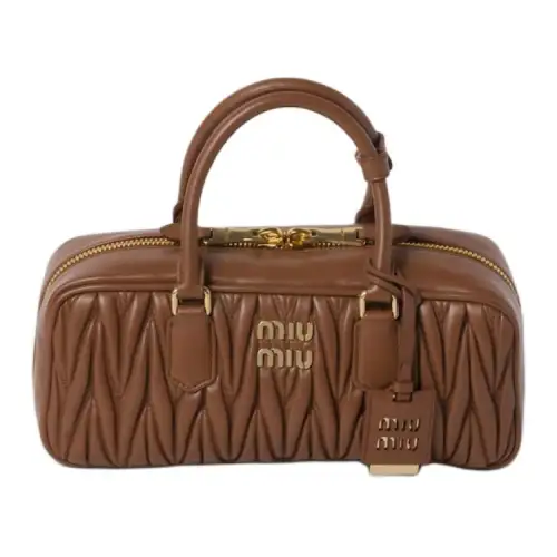 MIU MIU Arcadie Soft Sheep Leather Handbag Regular Women's Cognac