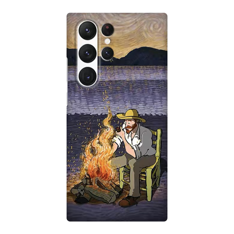 ME SKINS ABS+PC material, night bonfire pattern, ultra-thin half-pack, skin-friendly frosted anti-fall, suitable for Samsung Galaxy S26/ S25+/S25 UltraGalaxyS24+S23+/S22Ultra series mobile phone cases
