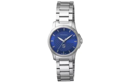 GUCCI Timeless Wrist Watches Quartz Movement Stainless Steel Strap 28mm Blue Dial Men's Watches