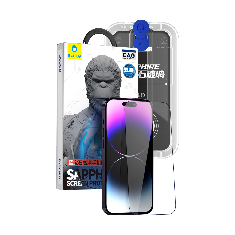 Mr. Blue Monkey BLUEO sapphire glass suitable for Apple 14/13/promax/pro/Plus HD self-applied tempered mobile phone film