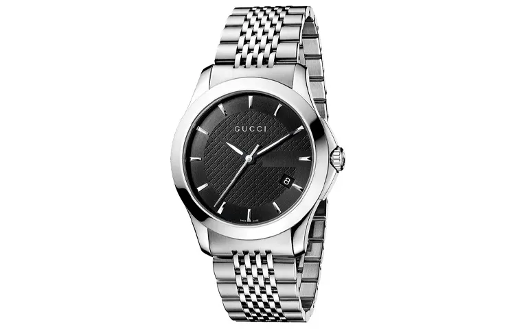 GUCCI Wrist Watches Quartz Movement Stainless Steel Strap 38mm Black Dial Men's Watches 30m Water Resistant