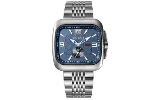 GUCCI Wrist Watches Quartz Movement Stainless Steel Strap Blue Dial Men's Watches Water Resistant For Everyday Use