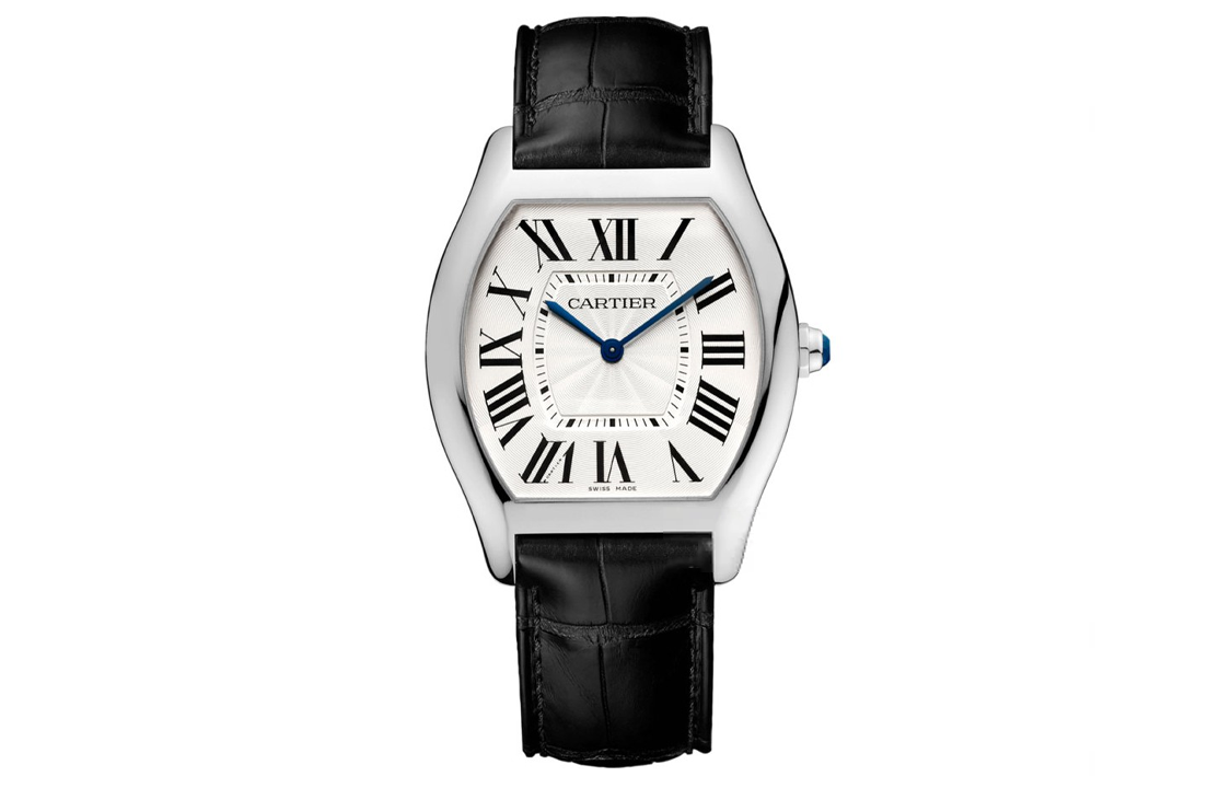 Cartier, mechanical waterproof mechanism, dial, platinum gold watch, case, watch strap, 30meter, men's style, 36.1mm, 18 carat white gold, crocodile