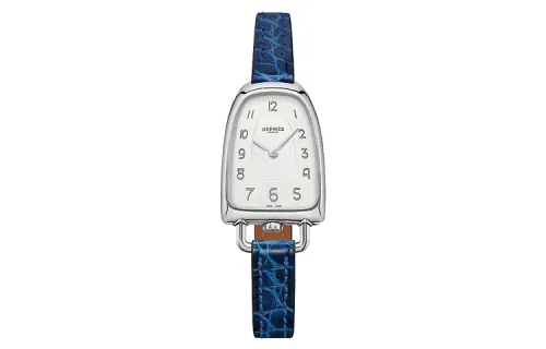 HERMES Galop D'Hermes Wrist Watches Quartz Movement Crocodile Leather Strap 20mm White Dial Women's Watch
