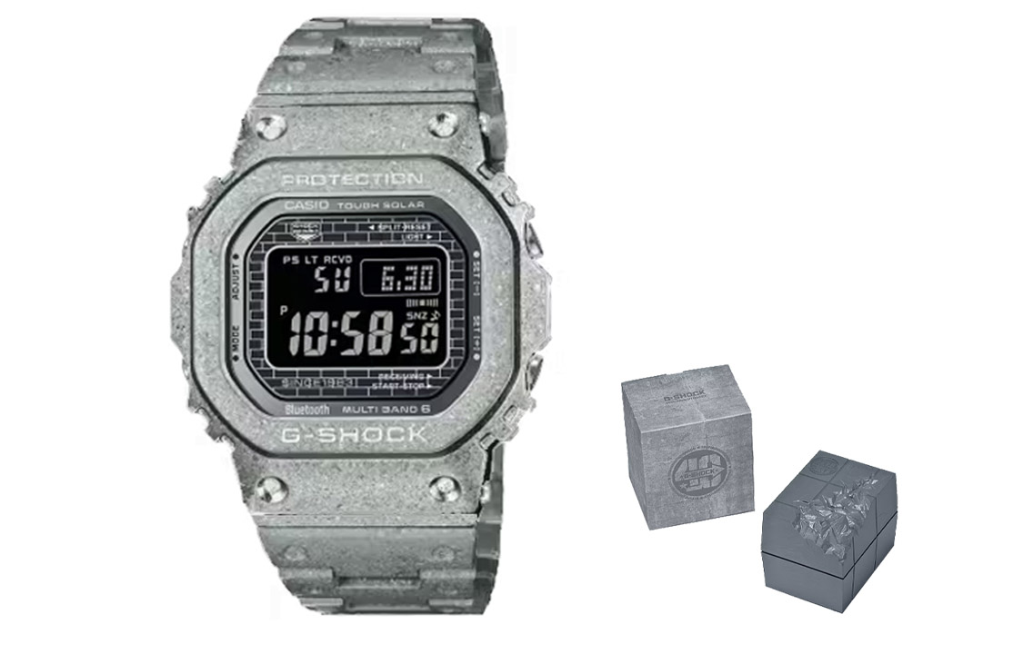 CASIO Casio, full metal quartz watch strap stainless steel, men's watch, black dial, with LED display, 40, quartz mechanism, Japanese and Korean