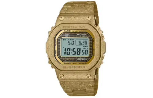 CASIO Casio, full metal quartz watch strap solar-powered stainless steel, men's watch, golden dial, with LED display, quartz mechanism, Japanese and Korean