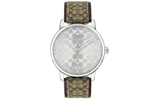 COACH GRAND Wrist Watches Quartz Movement Leather Strap 36mm Silver Dial Women's Watch Water Resistant For Everyday Use