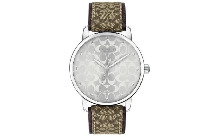 COACH GRAND Wrist Watches Quartz Movement Leather Strap 36mm Silver Dial Women's Watch Water Resistant For Everyday Use