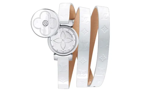 LOUIS VUITTON Wrist Watches Quartz Movement Leather Strap 22mm White Dial Women's Watch 30m Water Resistant