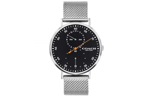 COACH Quartz watch strap stainless steel, black dial, waterproof men's watch, quartz mechanism, 41mm, 30meter