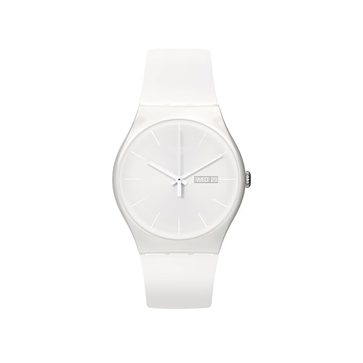 SWATCH Swatch, genuine quartz waterproof white dial for men and women, case, silicone watch strap, quartz mechanism, 30meter, 47.4mm