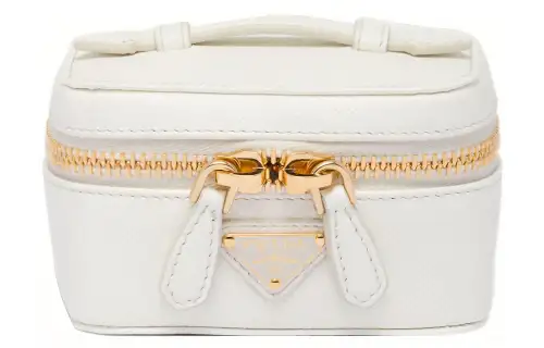 PRADA Leather Makeup Bag Women's White