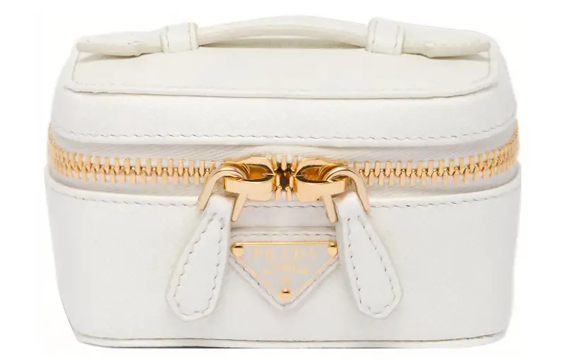 PRADA Leather Makeup Bag Women's White