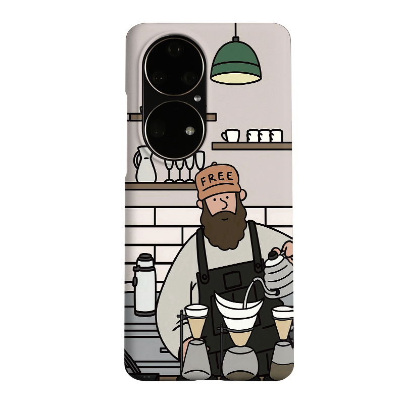 KESHAMI is suitable for Huawei P50Pro/P50/P50E mobile phone case new light and thin frosted hard shell personality trendy men coffee beard