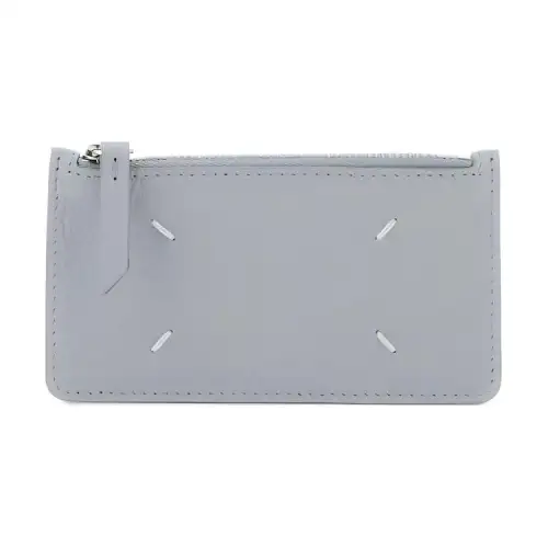 Maison Margiela Pebble Textured Calfskin Wallet Women's Light Blue
