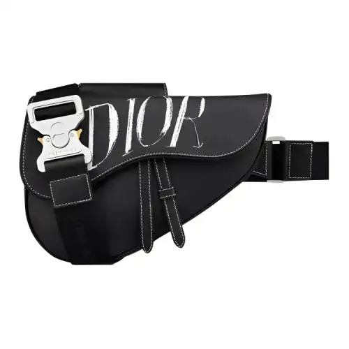 DIOR Saddle Grained Calfskin Saddle Bag Messenger Bag One Shoulder Crossbody Sling Bag Men's Black