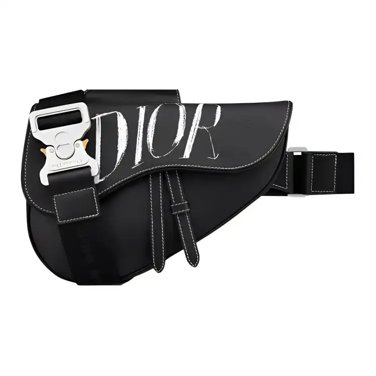 DIOR Saddle Grained Calfskin Saddle Bag Messenger Bag One Shoulder Crossbody Sling Bag Men's Black