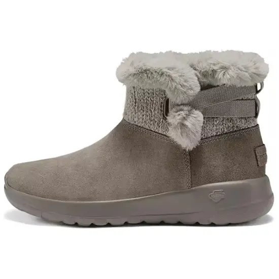 Skechers ON THE GO Slip Resistant Warm Short Snow Boots Women's Dark Taupe Brown