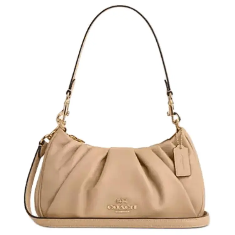 COACH Teri Smooth Leather Shoulder Bag, Crossbody Bag, Handbag Medium Women's Tan