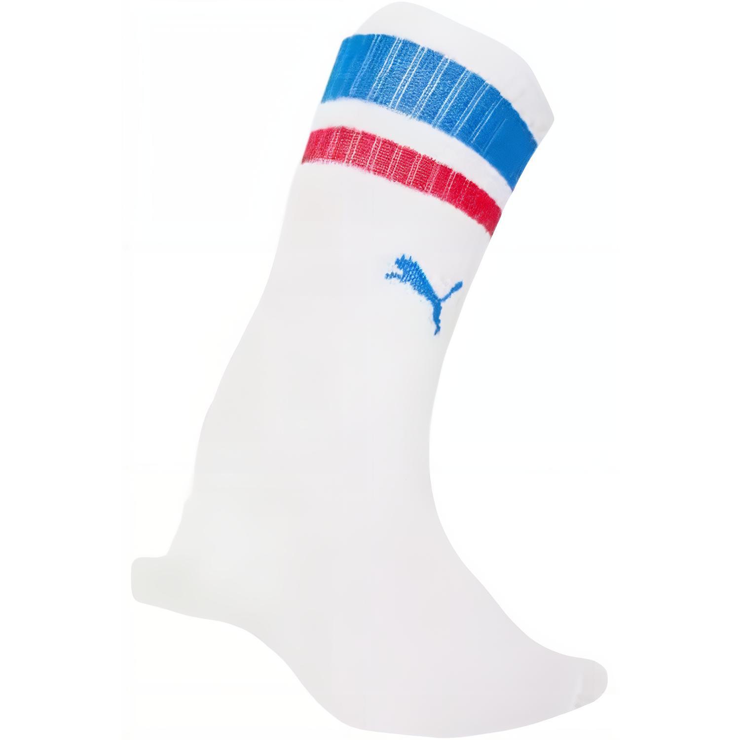 PUMA Crew Socks Unisex 1 Pack Red Blue Stripes