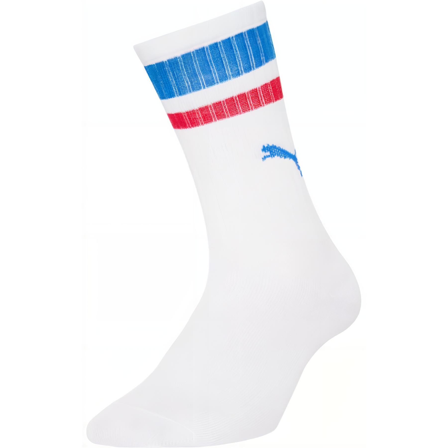 PUMA Crew Socks Unisex 1 Pack Red Blue Stripes