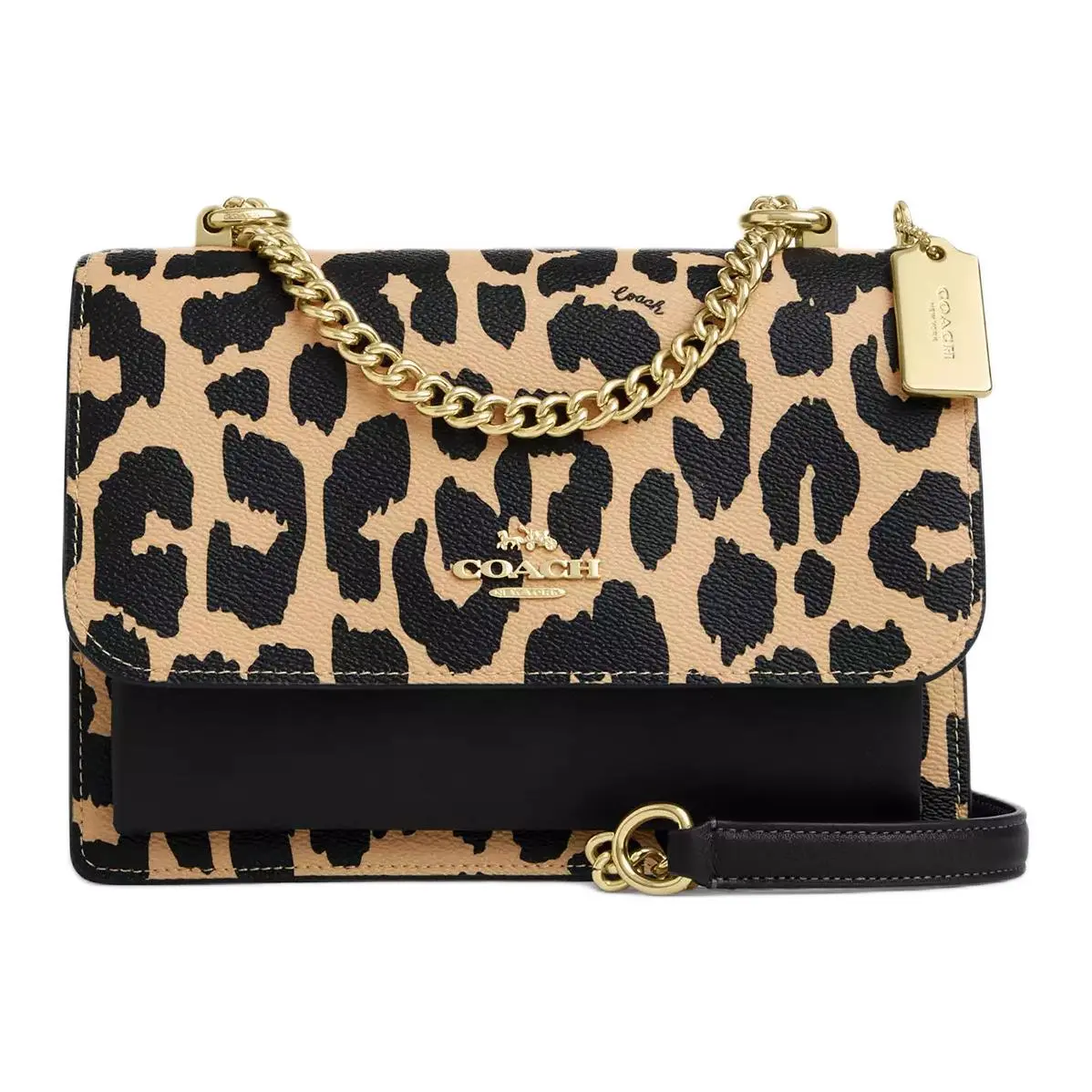 COACH Klare Coated Canvas Crossbody Bags Small Women's Gold & Leopard Print Multicolor