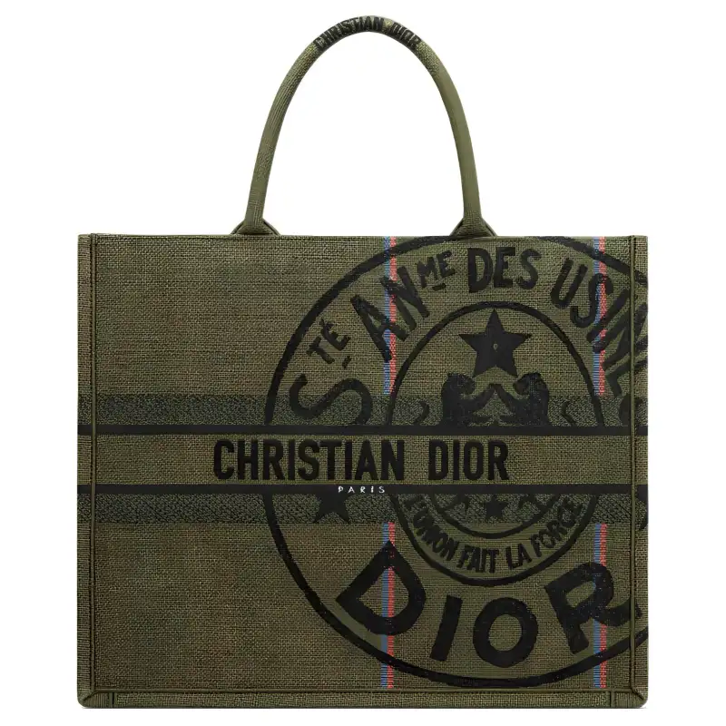 DIOR BookTote Canvas Bag, Tote Bag, Shopping Bag, Handbag Large Women's Khaki Green