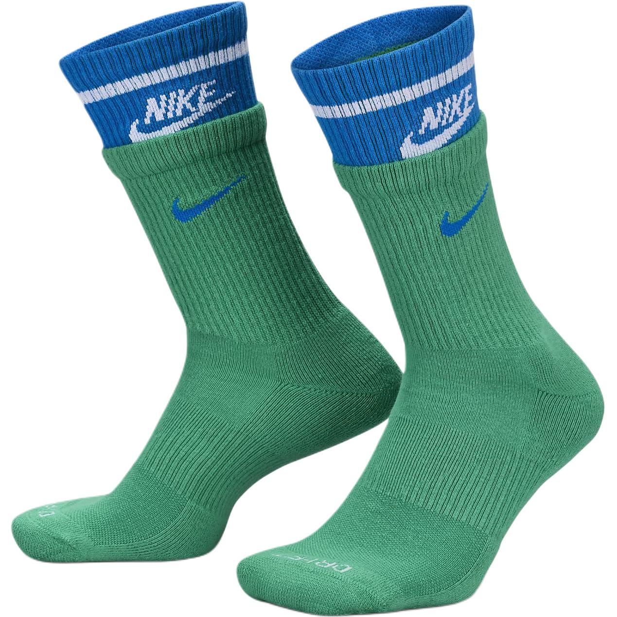 Nike Crew Socks Unisex 1 Pack Stadium Green, Laser Orange, White